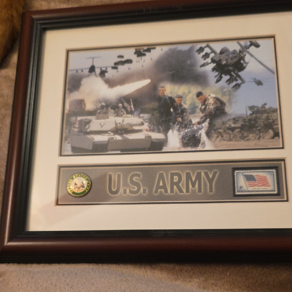 U.S. Army Framed Art with Military Scene